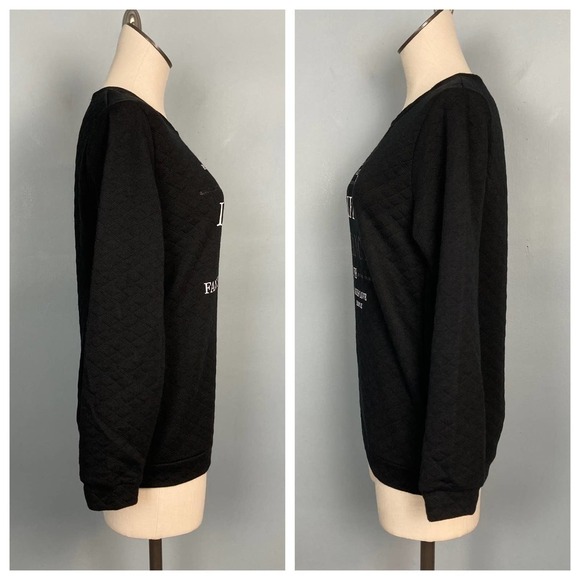 BROOME Allen Black Quilted Simple Love Life Quote Sweatshirt Juniors' Size M - Picture 6 of 12